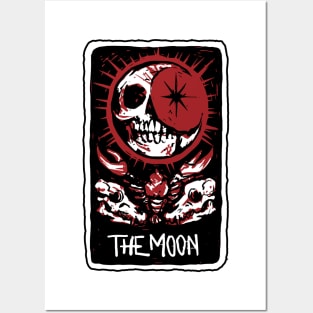 The Moon Blood Red Skeleton Skull Tarot Card Posters and Art